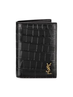 Saint Laurent Crocodile-Embossd Leather Billfold Wallet For Men
