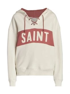 Saint Laurent Logo Boxy Lace-Up Hoodie