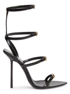 Saint Laurent Snakeskin Leather Strappy Sandals