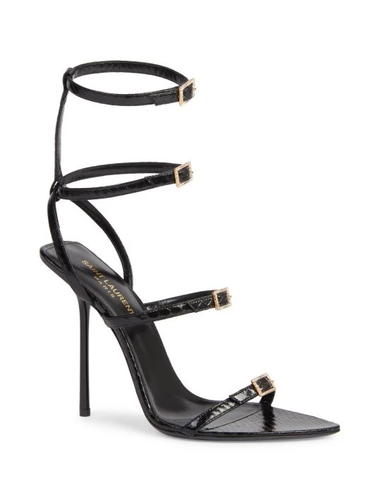 Saint Laurent Snakeskin Leather Strappy Sandals 4 Saint Laurent Snakeskin Leather Strappy Sandals - Image 2