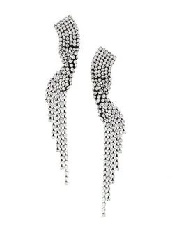 Saint Laurent Silvertone Metal & Crystal Twisted Drop Earrings