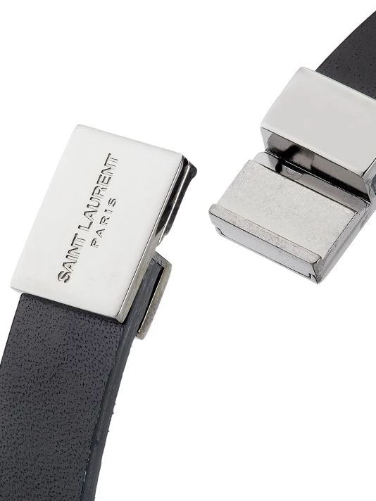 Saint Laurent Silvertone Leather Logo Bracelet 5 Saint Laurent Silvertone Leather Logo Bracelet - Image 3