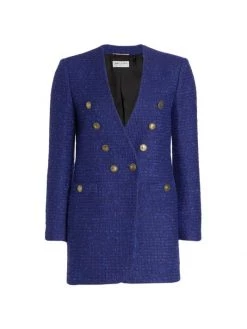 Saint Laurent Double-Breasted Tweed Blazer