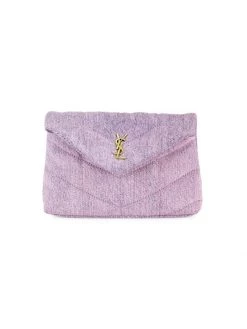 Saint Laurent Small Denim Puffer Pouch