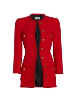 Saint Laurent Wool Tweed Long Jacket