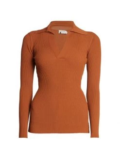 Saint Laurent Rib-Knit Collared Sweater Noir