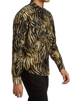 Saint Laurent Tiger Silk Button-Up Shirt For Men -Saint Laurent Sales Store unnamed file 1797