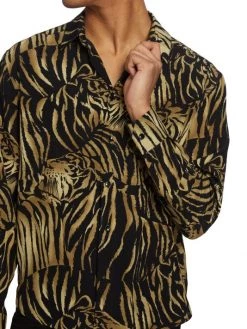Saint Laurent Tiger Silk Button-Up Shirt For Men -Saint Laurent Sales Store unnamed file 1799