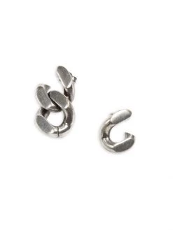 Saint Laurent Silvertone Asymmetrical Curb Chain Earrings