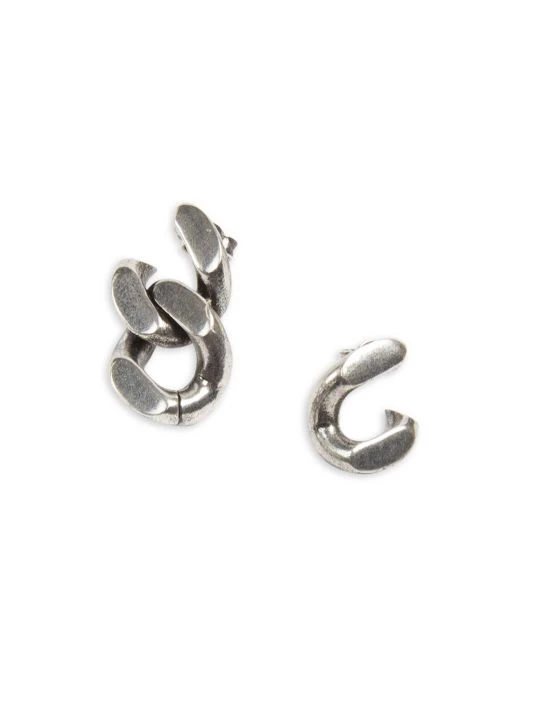 Saint Laurent Silvertone Asymmetrical Curb Chain Earrings 3 Saint Laurent Silvertone Asymmetrical Curb Chain Earrings