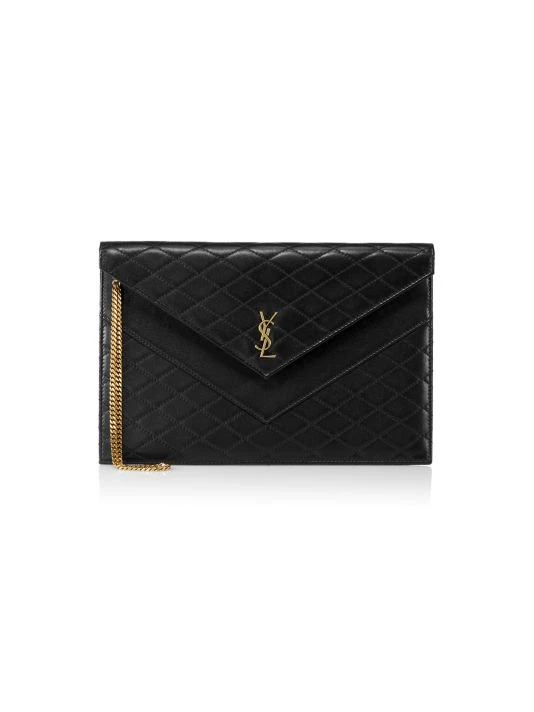 Saint Laurent Logo Quilted Leather Envelope Pouch-On-Chain 3 Saint Laurent Logo Quilted Leather Envelope Pouch-On-Chain