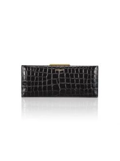 Saint Laurent Croc-Embossed Leather Clutch-On-Chain