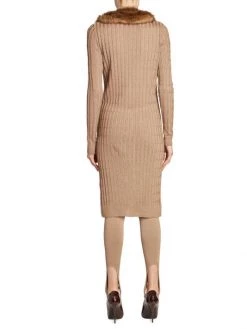 Saint Laurent Faux Fur Collar Cable-Knit Duster Cardigan -Saint Laurent Sales Store unnamed file 1878