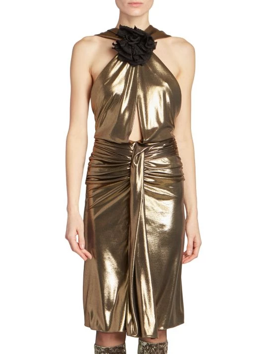 Saint Laurent Metallic Rosette Sheath Dress 5 Saint Laurent Metallic Rosette Sheath Dress - Image 3