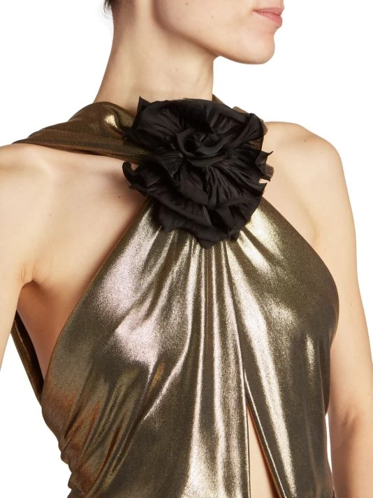 Saint Laurent Metallic Rosette Sheath Dress 9 Saint Laurent Metallic Rosette Sheath Dress - Image 7