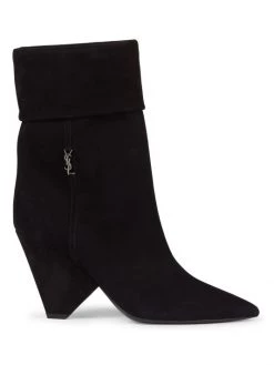 Saint Laurent Liz Logo Suede Boots