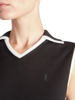 Saint Laurent Logo-Embroidered Collared Vest -Saint Laurent Sales Store unnamed file 1918