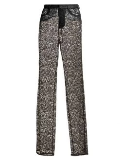 Saint Laurent Sheer Lace Slim-Straight Pants