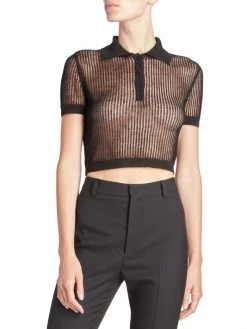 Saint Laurent Sheer Cropped Polo Shirt -Saint Laurent Sales Store unnamed file 1936