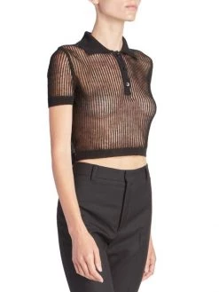 Saint Laurent Sheer Cropped Polo Shirt -Saint Laurent Sales Store unnamed file 1937