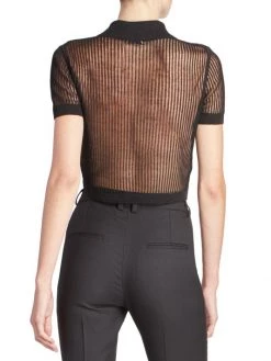 Saint Laurent Sheer Cropped Polo Shirt -Saint Laurent Sales Store unnamed file 1938