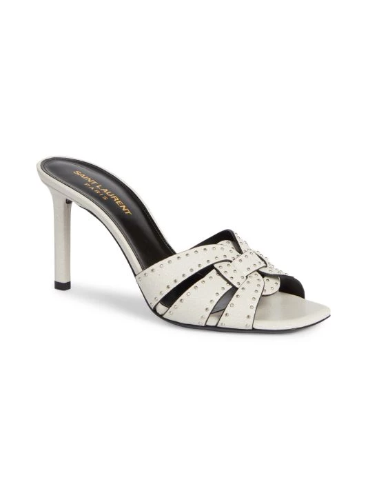 Saint Laurent Tribute Studded Leather Stiletto Sandals 4 Saint Laurent Tribute Studded Leather Stiletto Sandals - Image 2