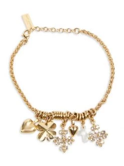 Saint Laurent Goldtone & Crystal Charm Bracelet