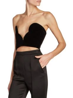 Saint Laurent Velvet Chain Trim Crop Top -Saint Laurent Sales Store unnamed file 2010