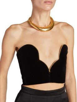 Saint Laurent Velvet Chain Trim Crop Top -Saint Laurent Sales Store unnamed file 2012