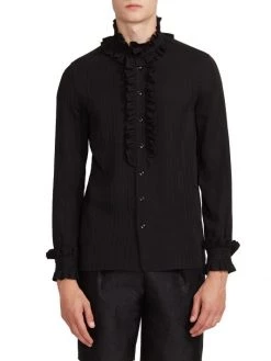 Saint Laurent Ruffled Silk Button-Down Shirt For Men -Saint Laurent Sales Store unnamed file 2019