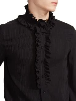 Saint Laurent Ruffled Silk Button-Down Shirt For Men -Saint Laurent Sales Store unnamed file 2022