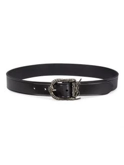 Saint Laurent Engraved YSL Logo Leather Belt