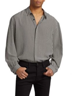 Saint Laurent Striped Silk Shirt For Men -Saint Laurent Sales Store unnamed file 2046