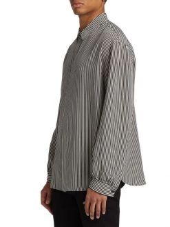 Saint Laurent Striped Silk Shirt For Men -Saint Laurent Sales Store unnamed file 2047