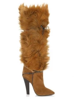 Saint Laurent Koller T. Kaiser Shearling Over-The-Knee Boots