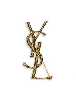 Saint Laurent Goldtone Logo Brooch