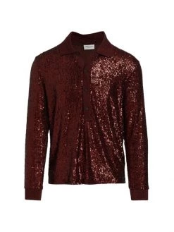 Saint Laurent Sequined Polo Shirt For Men