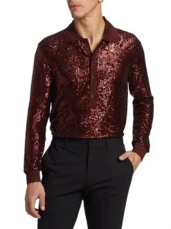 Saint Laurent Sequined Polo Shirt For Men -Saint Laurent Sales Store unnamed file 2095
