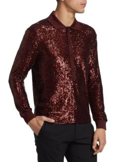 Saint Laurent Sequined Polo Shirt For Men -Saint Laurent Sales Store unnamed file 2096
