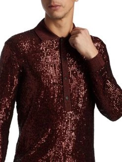 Saint Laurent Sequined Polo Shirt For Men -Saint Laurent Sales Store unnamed file 2098