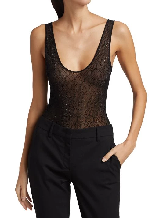 Saint Laurent Crystal-Embellished Logo Bodysuit 4 Saint Laurent Crystal-Embellished Logo Bodysuit - Image 2