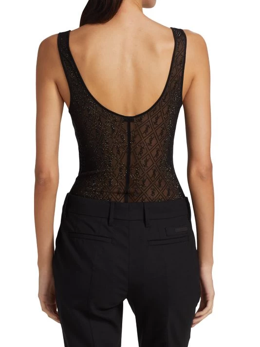 Saint Laurent Crystal-Embellished Logo Bodysuit 6 Saint Laurent Crystal-Embellished Logo Bodysuit - Image 4