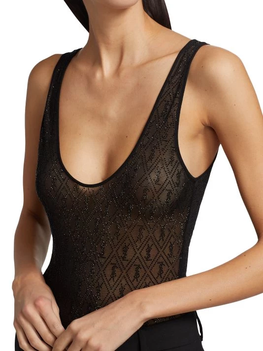 Saint Laurent Crystal-Embellished Logo Bodysuit 8 Saint Laurent Crystal-Embellished Logo Bodysuit - Image 6