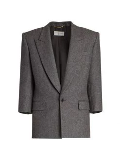 Saint Laurent Wool Chine Blazer