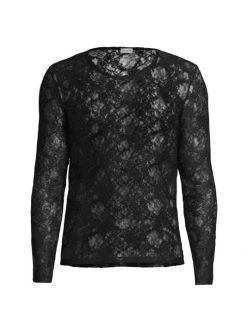 Saint Laurent Petites Fleurs Sheer Dentelle Lace Shirt For Men