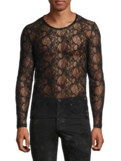 Saint Laurent Petites Fleurs Sheer Dentelle Lace Shirt For Men -Saint Laurent Sales Store unnamed file 2150