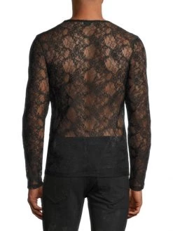 Saint Laurent Petites Fleurs Sheer Dentelle Lace Shirt For Men -Saint Laurent Sales Store unnamed file 2152