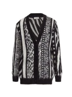 Saint Laurent Animal-Print Mohair Cardigan For Men