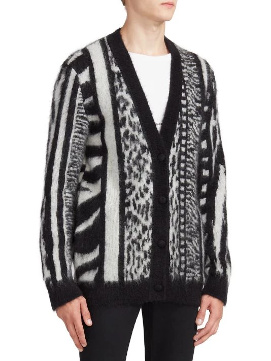 Saint Laurent Animal-Print Mohair Cardigan For Men 6 Saint Laurent Animal-Print Mohair Cardigan For Men - Image 4