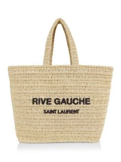 Saint Laurent Logo Raffia Shopping Bag